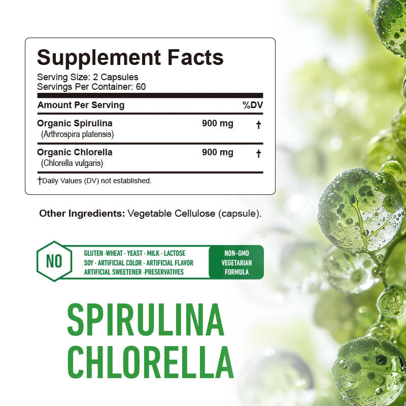 Spirulina Chlorella Capsules - - Tulsi Holy Basil recension och pris