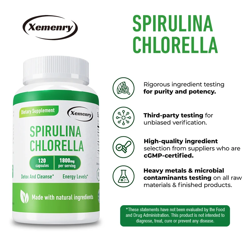 Spirulina Chlorella Capsules - - Tulsi Holy Basil recension och pris