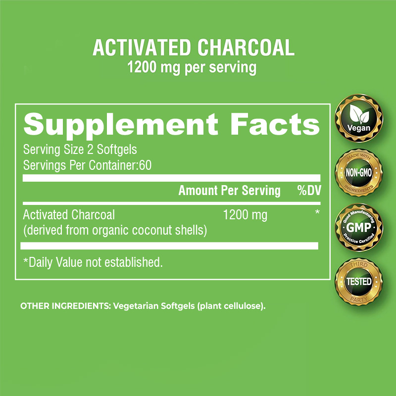 Activated Charcoal Capsules -  - Tulsi Holy Basil recension och pris